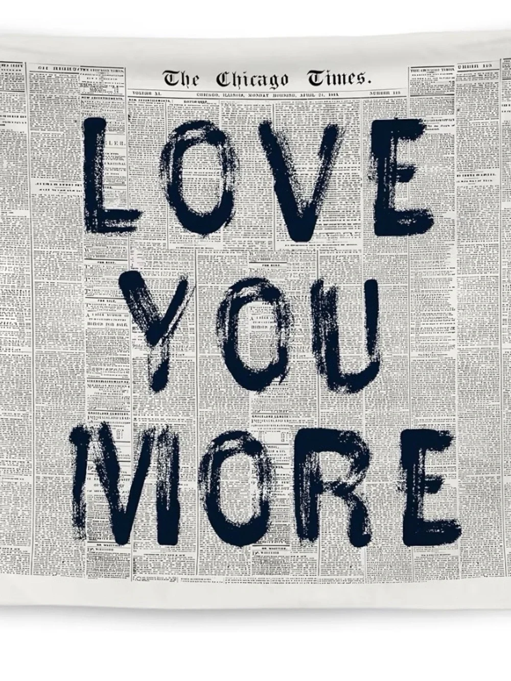Love You More Text Wall Tapestry - Navy on Cream